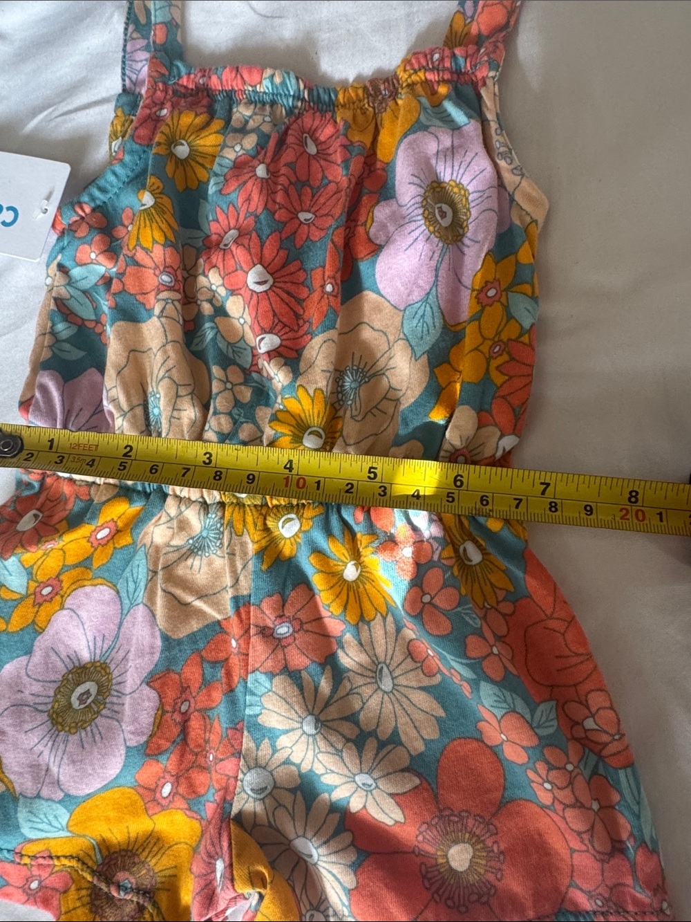 Carter's Floral Multicolor Girls Romper - Teal, Pink, Yellow, Orange - Picture 4 of 6